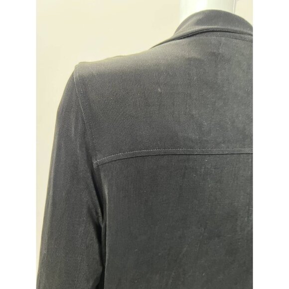 Chicos Travelers Womens Jacket Black Long Sleeve Buttons Notch Collar 2 - Picture 4 of 12